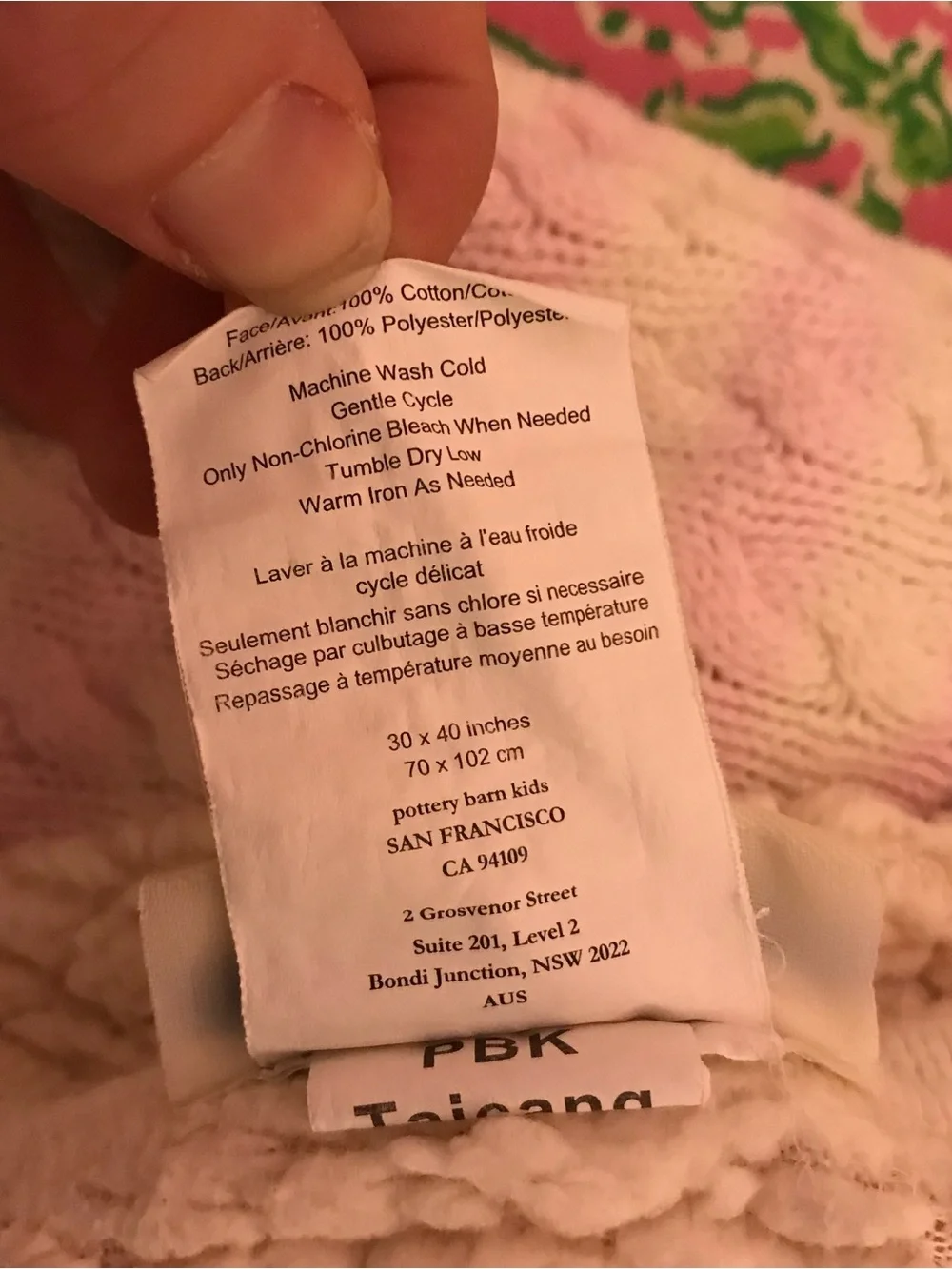 Pottery Barn kids Pink and White Cable Knit Sherpa Baby Blanket